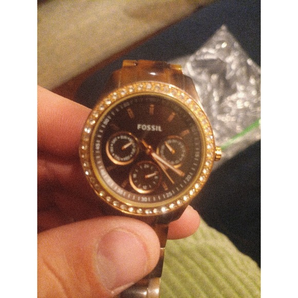 Lot of 2 Women\'s Fossil Watches Gold Chronograph ES2197 & Tortoise Shell ES2795 main image 14